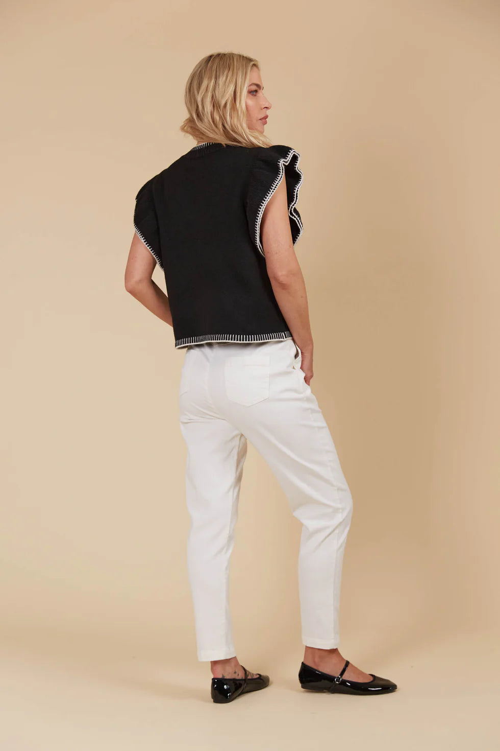 Athena Frill Knit Top - Onyx