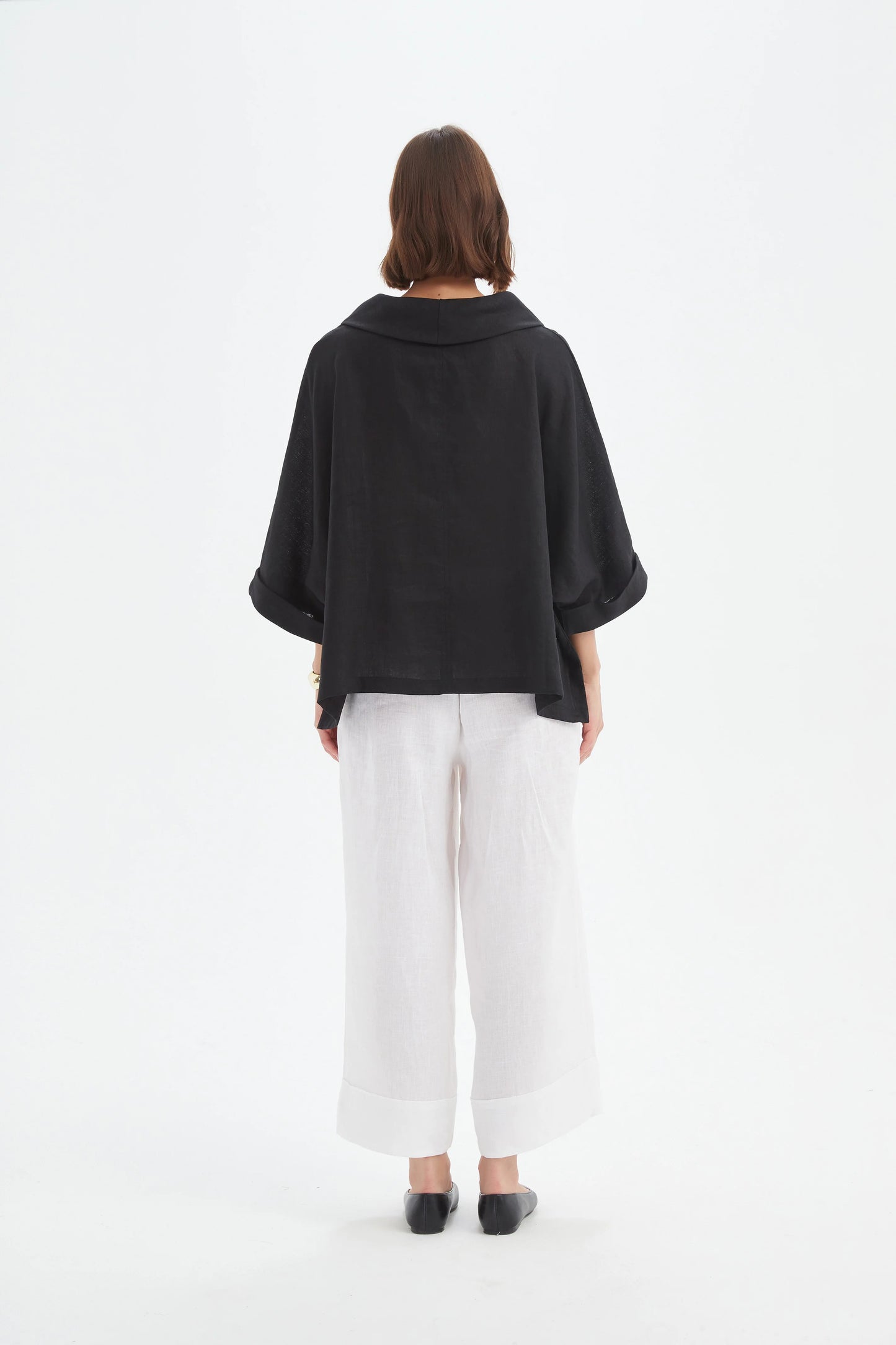 Funnel Neck Boxy Top - Black