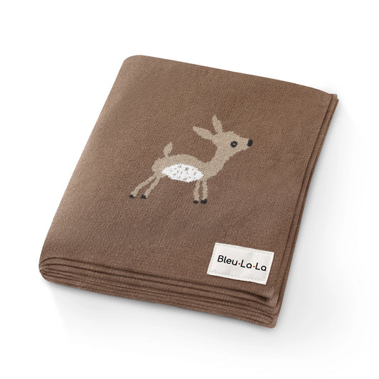 100% Cotton Baby Blanket - Deer Mocha
