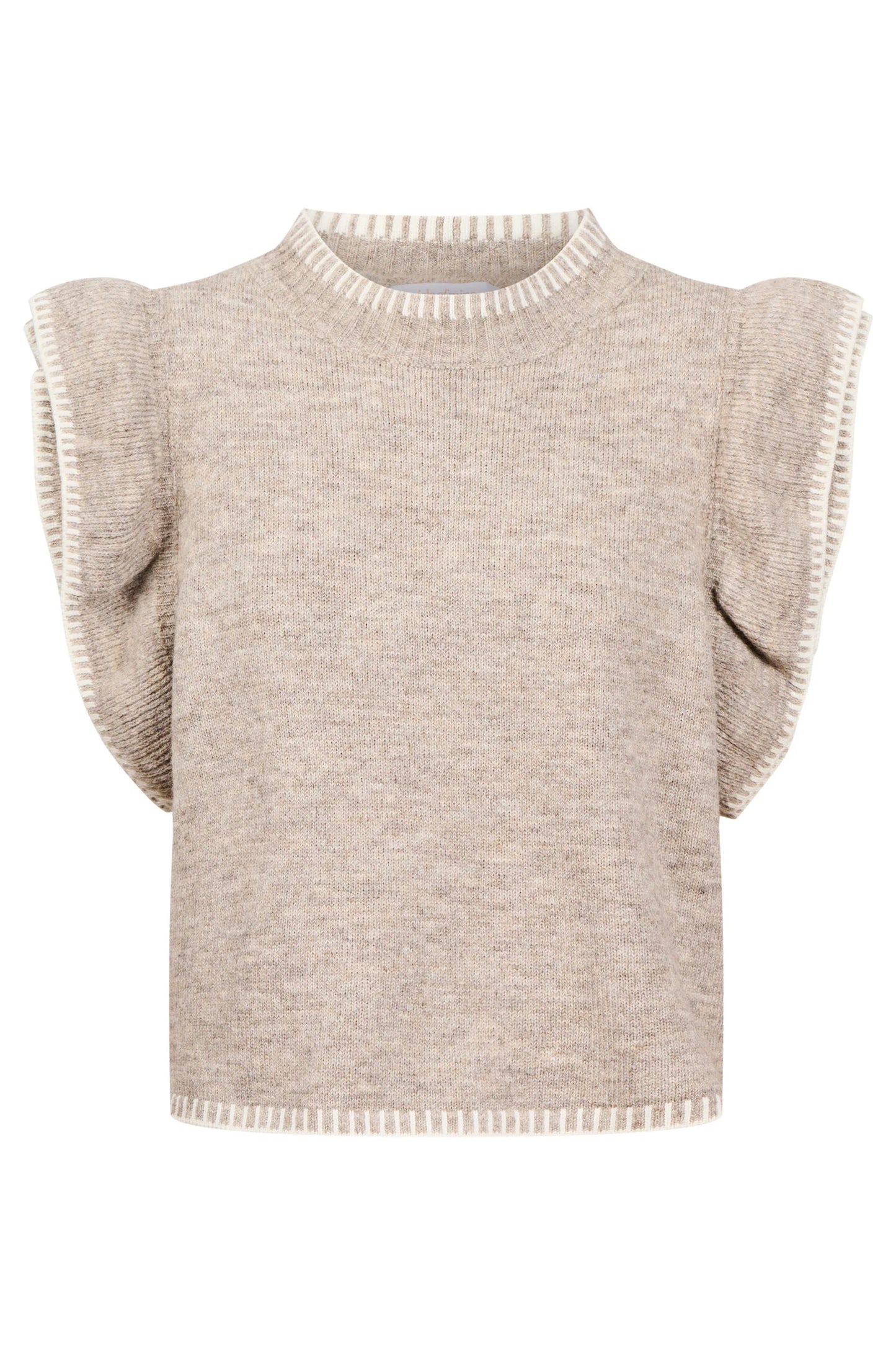 Athena Frill Knit Top - Stone