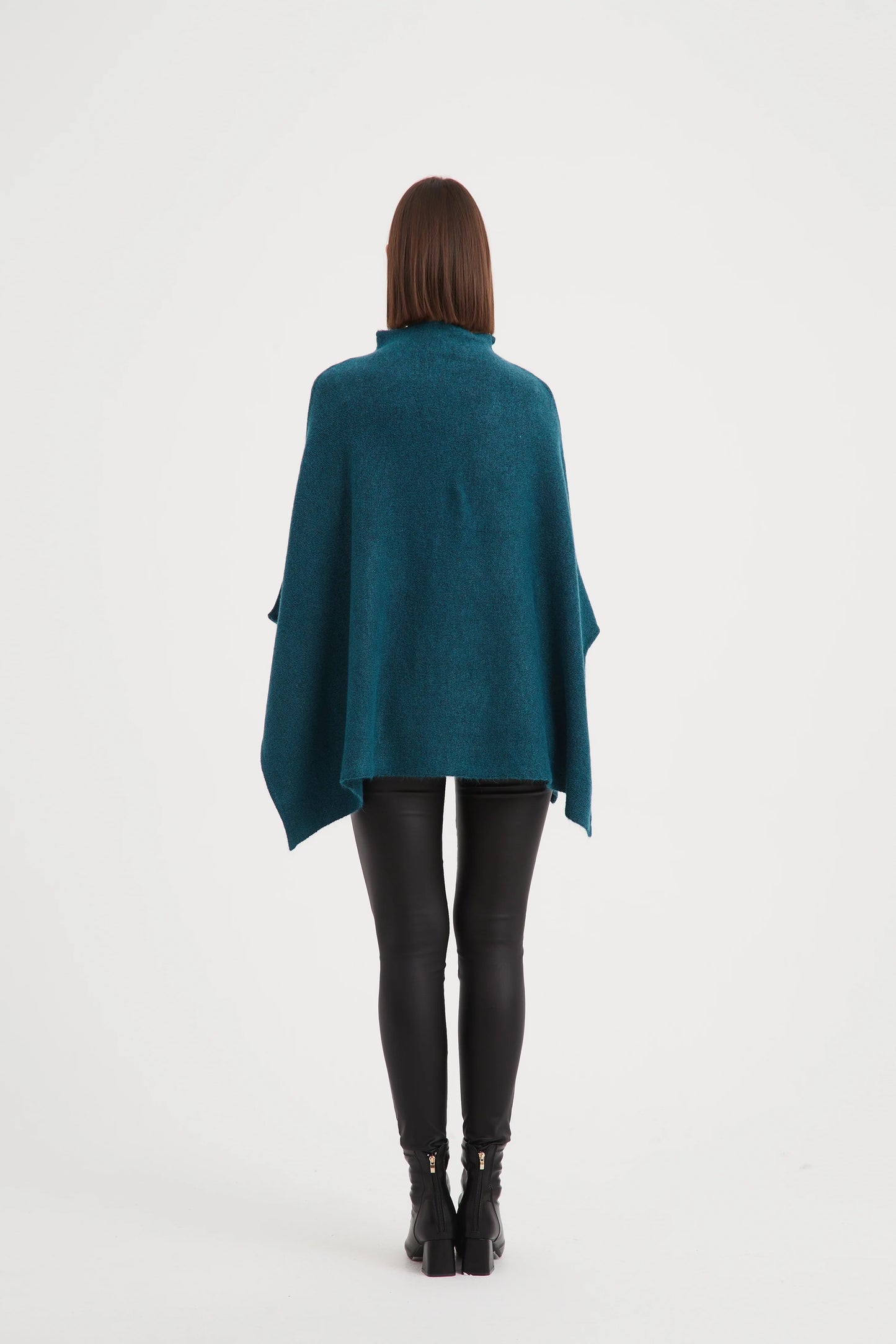 Funnel Neck Shawl Teal Blue (One Size)