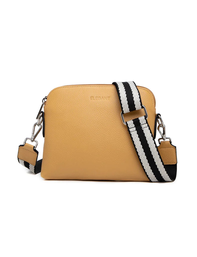 Ashley Leather Bag Webbing Strap Dijon Mustard