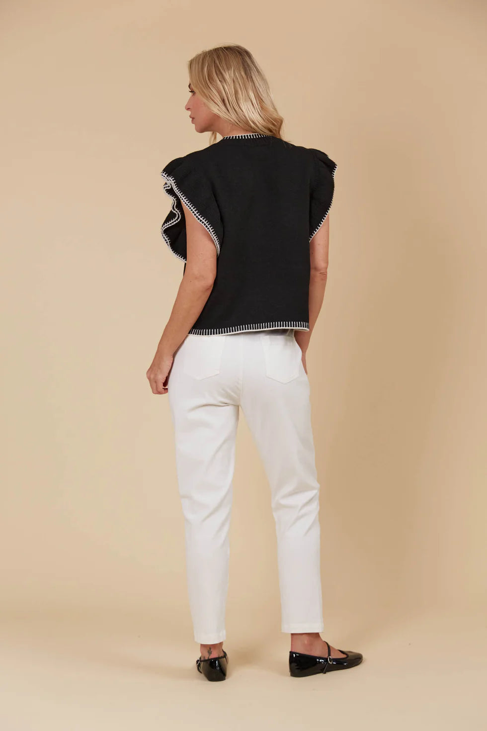 Athena Frill Knit Top - Onyx