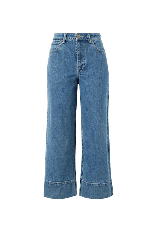 JUDE WIDE LEG CROP JEAN/MID INDIGO