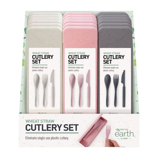 For The Earth Wheat Straw Travel Cutlery Set - Assorted