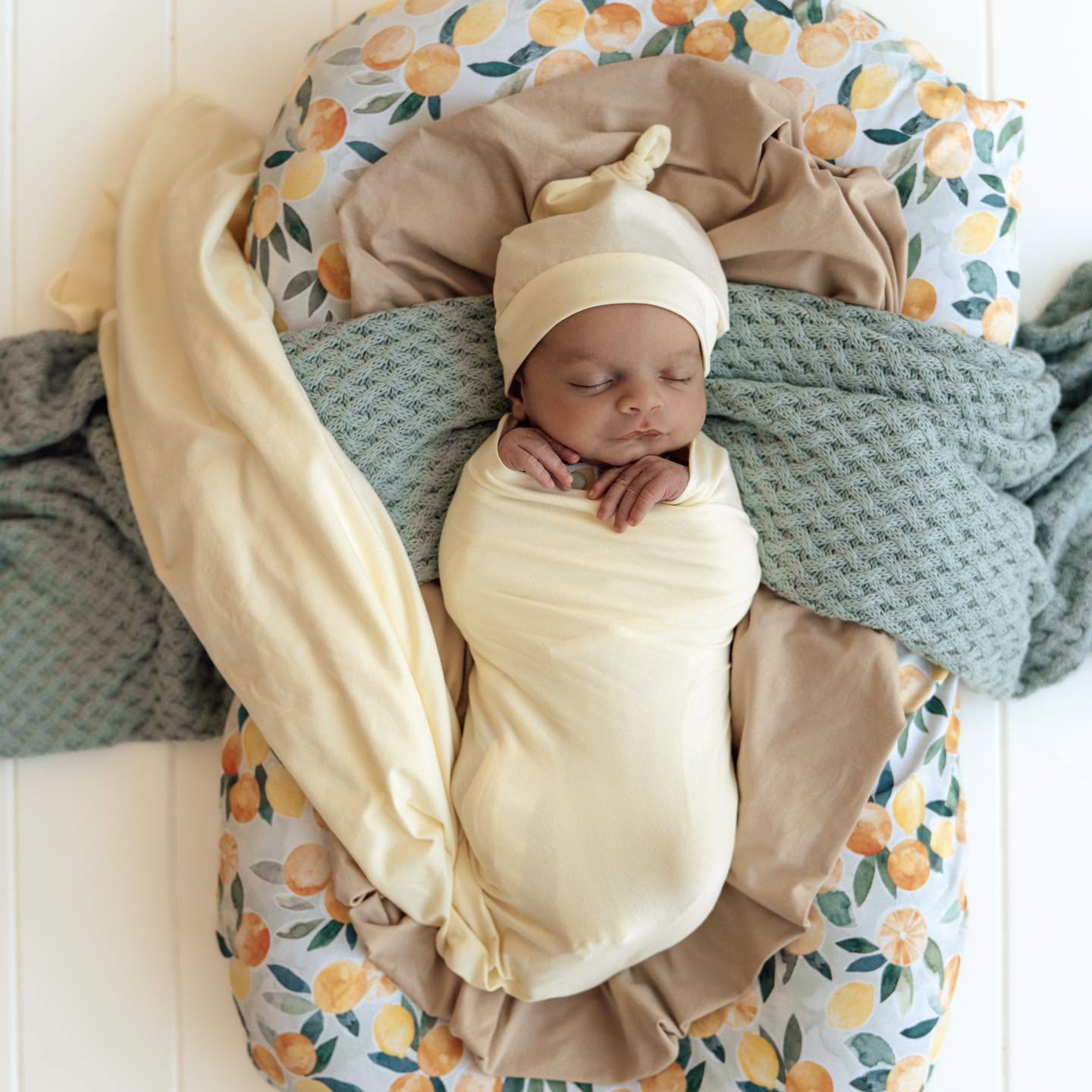 Sage Diamond Knit Organic Baby Blanket