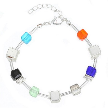 Cubic Bead Cord Bracelet - Blue