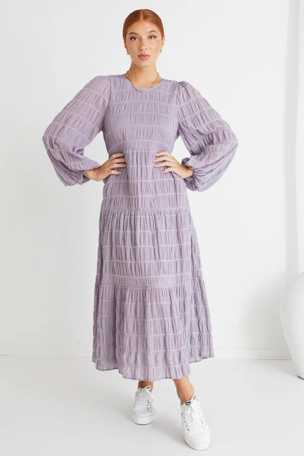 Gigi Lilac Long Sleeve Tiered Maxi Dress