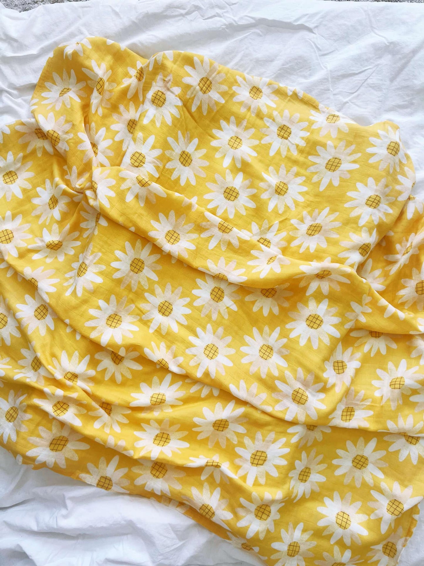Sunshine Yellow Daisy Muslin Wrap Swaddle