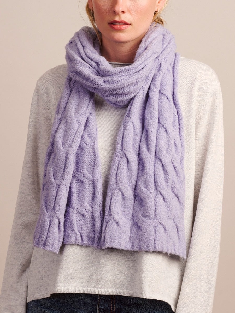 Lilac Recycled Cable Knit Scarf
