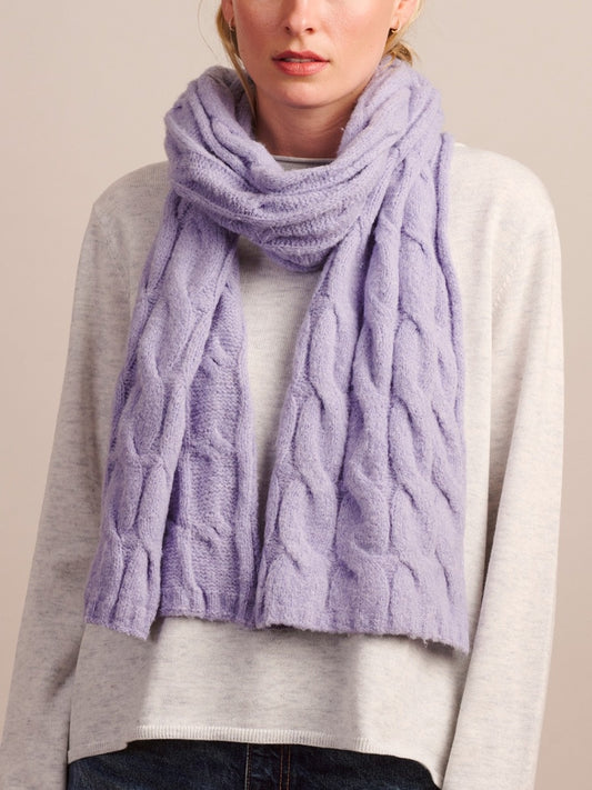 Lilac Recycled Cable Knit Scarf