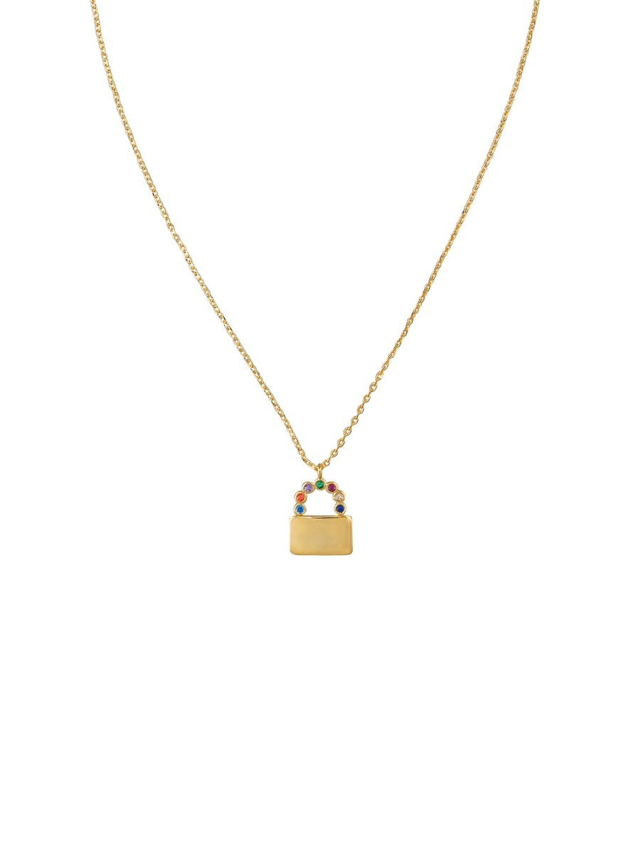 Gold Crystal Lock Necklace