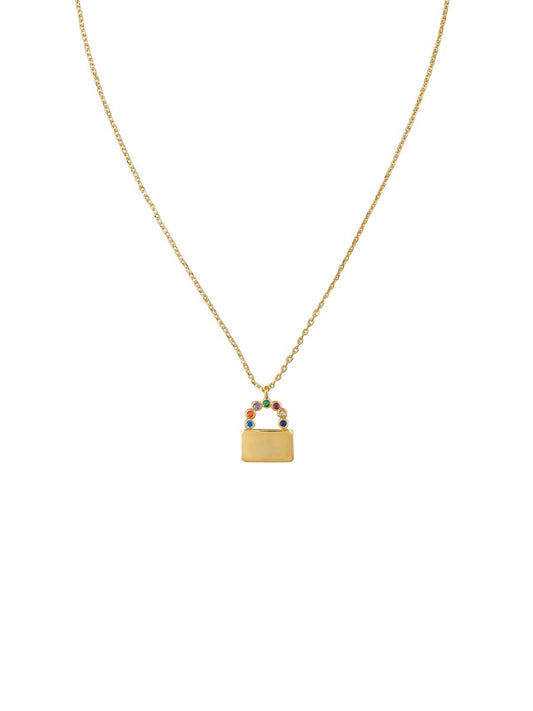 Gold Crystal Lock Necklace