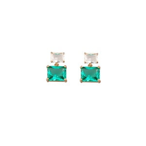 Green retro Oblong Crystal Drop