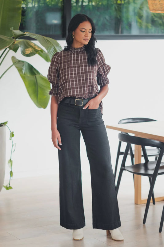 Zoey Black High Rise Wide Leg Pocket Jean