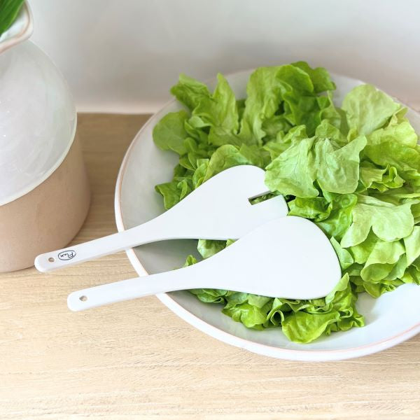 Flax Salad Servers (set of 2 ) White