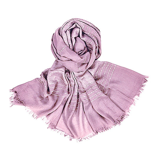 Silver Foil & Sequin Fashion Scarf Plum