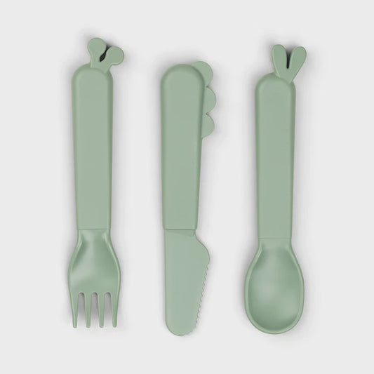 Kiddish Cutlery Set Deer Friends Green