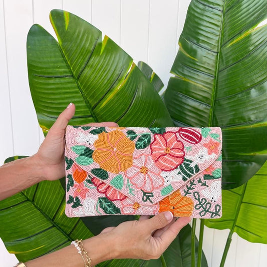 Floral Beaded Clutch