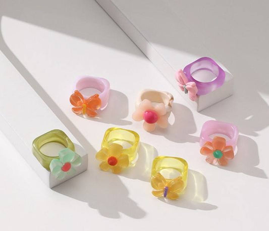 Resin Flower & Butterfly Rings (Assorted)