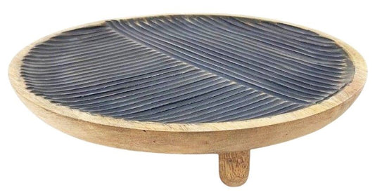 Ripple Mango Wood Platter - Natural Blue