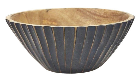 Ripple Mango Wood Bowl Small - Blue & Natural