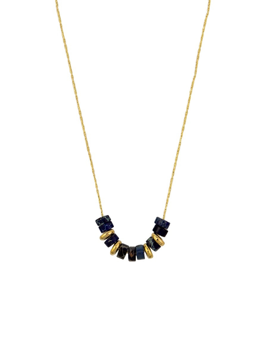 Blue & Gold Beaded Necklace