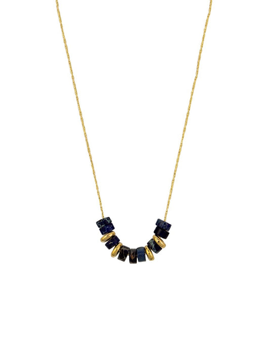 Blue & Gold Beaded Necklace