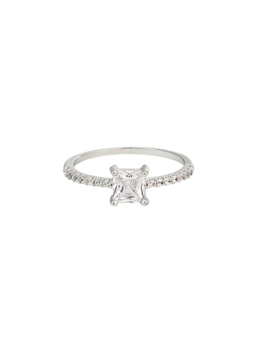 Silver Square Crystal Ring