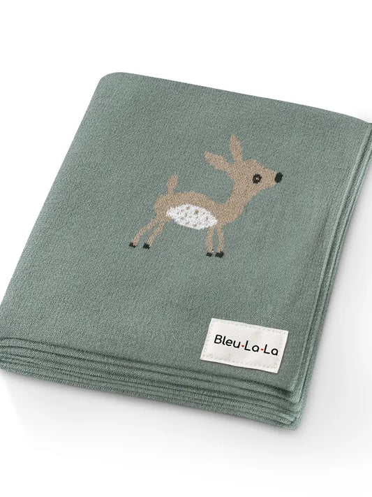 100% Cotton Baby Blanket - Deer Sage