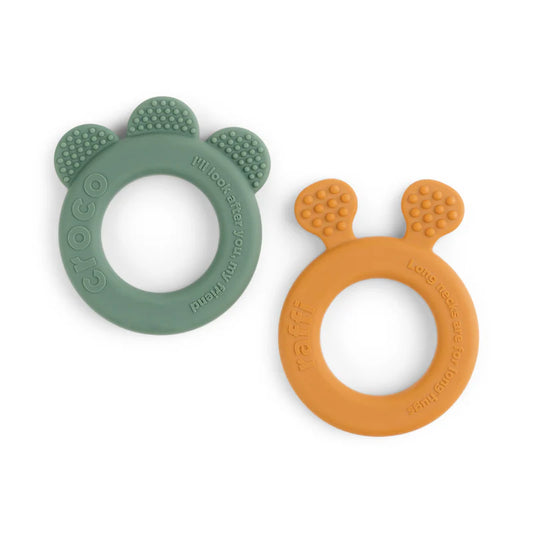 Teether 2-pack Deer friends Mustard/Green