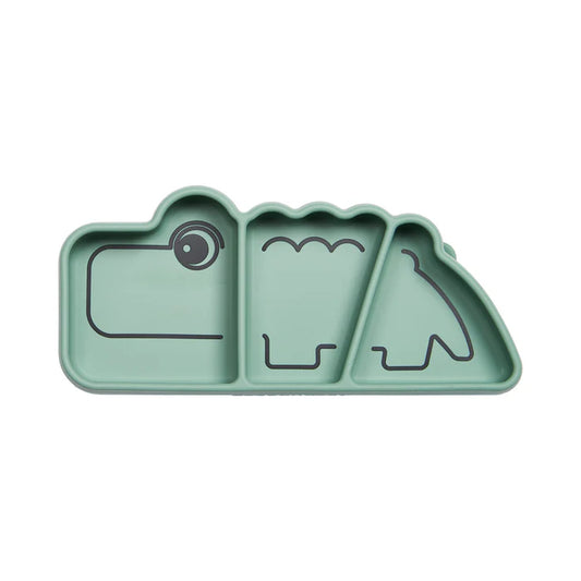 Silicone Stick&Stay snack plate Croco Green