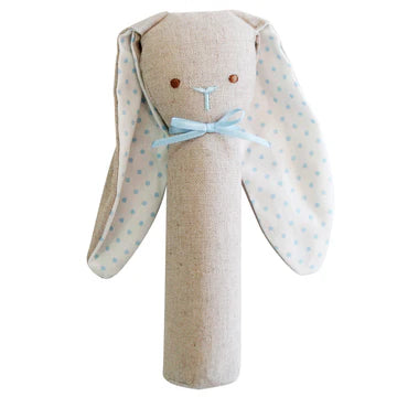 Bunny Rattle & Squeaker Linen - Blue