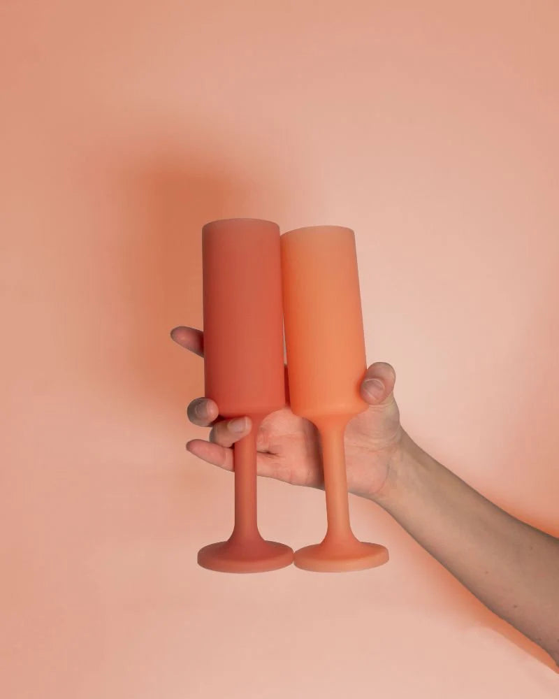 Seff Silicone Unbreakable Champagne Flutes Terra & Peach