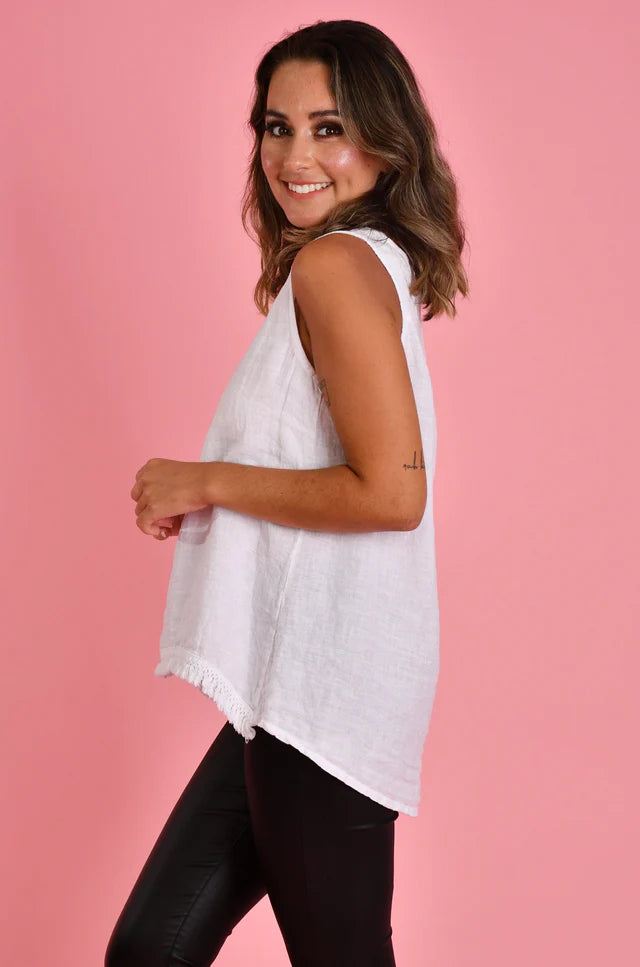 Capri Linen Tank Natural