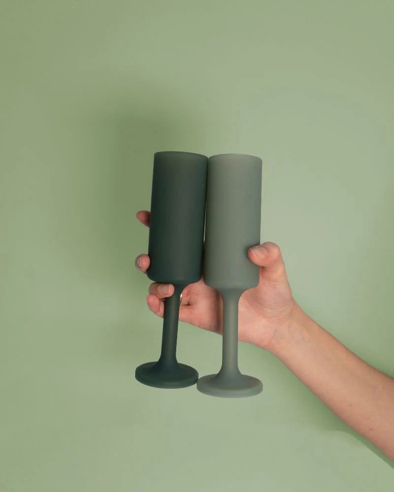 Seff Silicone Unbreakable Champagne Flutes Sage & Olive