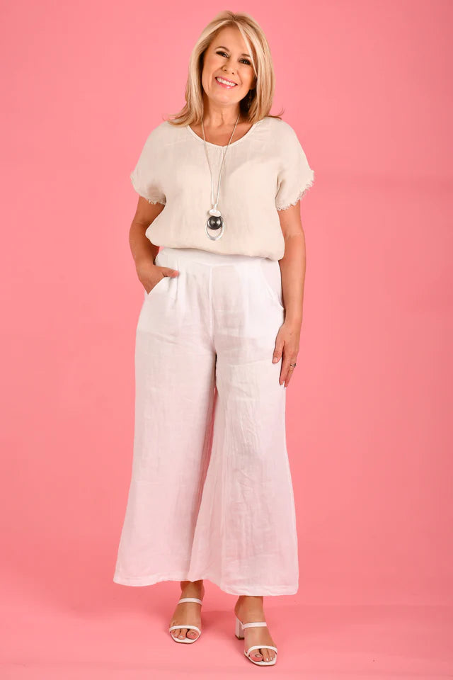 Sicily Linen Pant White
