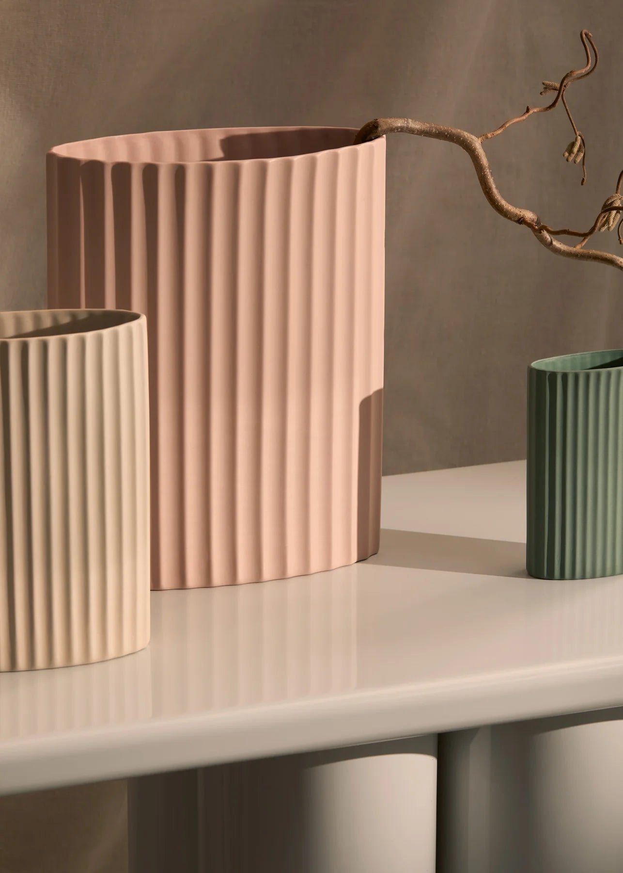 Ripple Oval Vase Moss Medium