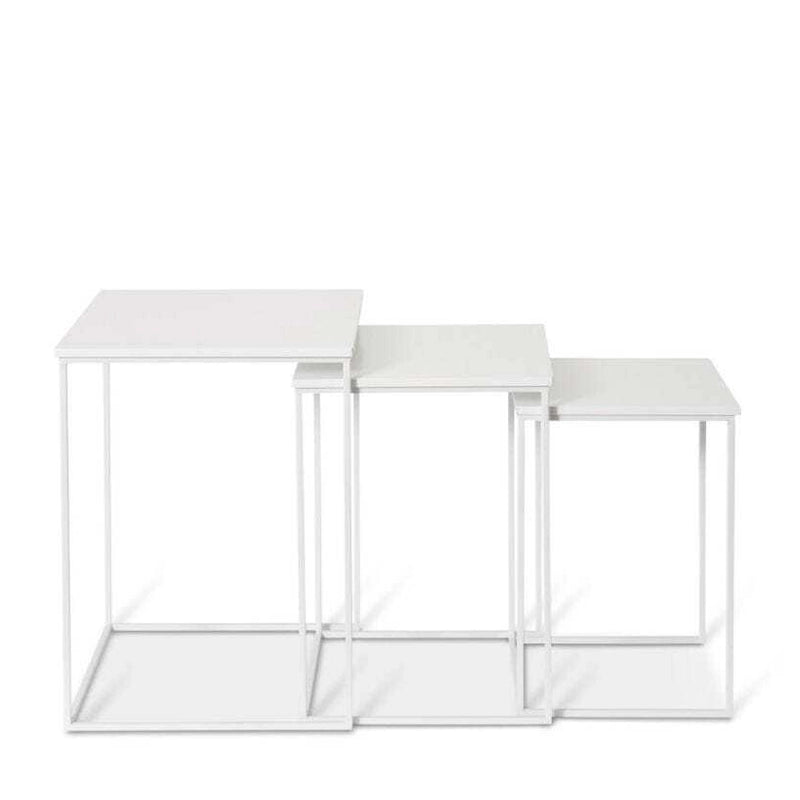Duke Square Side Table Set 3 White