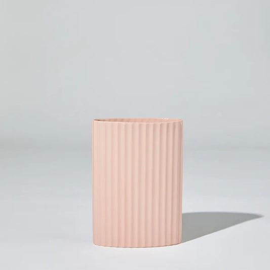 Ripple Oval Vase Ice Pink Medium