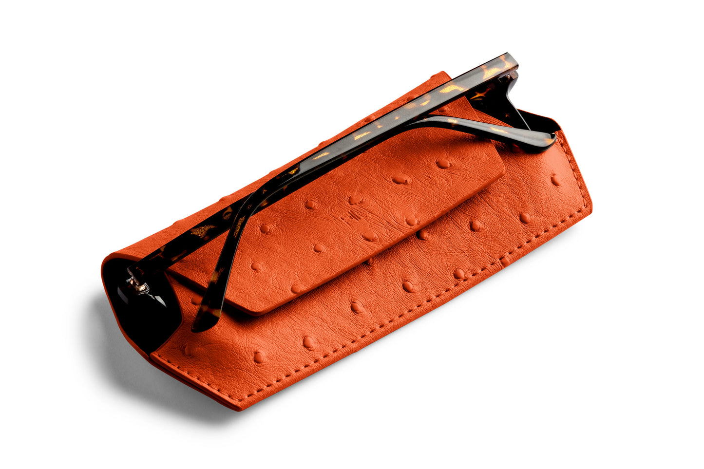 Fox & Leo Glasses Case Ostrich Print - Ginger