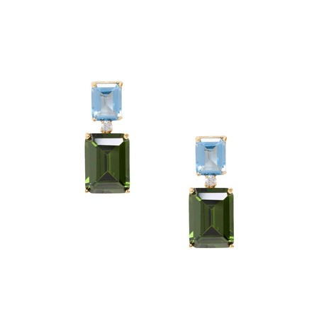 Emerald 2 Tone Crystal Earrings