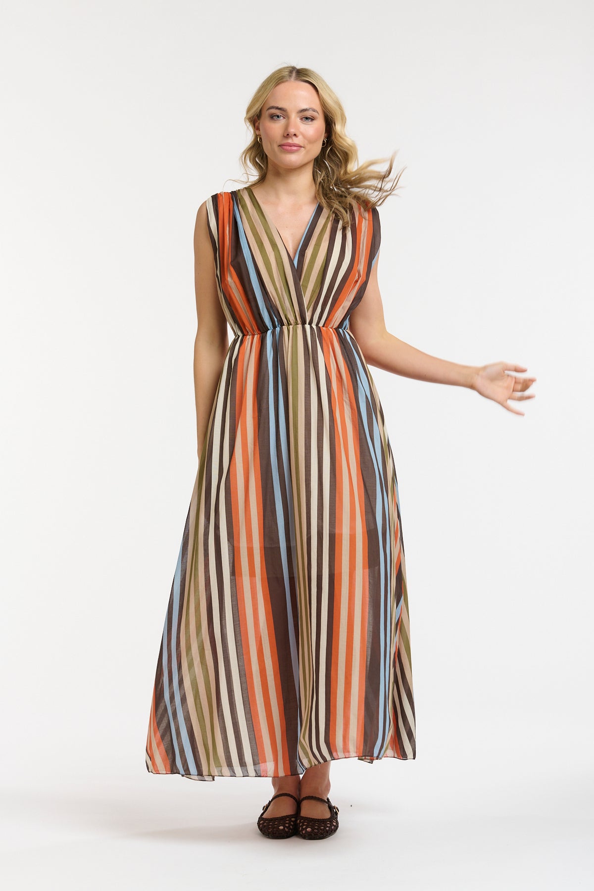 Multic Dress - Orange/Blue/Cream - One Size