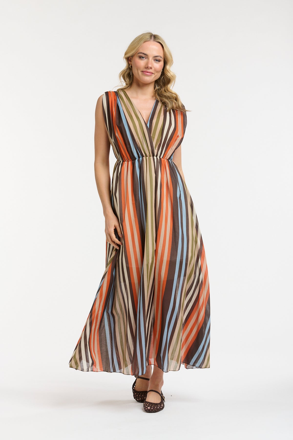 Multic Dress - Orange/Blue/Cream - One Size