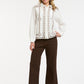 Embroidered Shirt-Cream/Brown - One Size