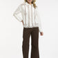 Embroidered Shirt-Cream/Brown - One Size