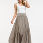 Crinkled Maxi Skirt-Taupe - One Size