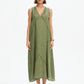 Reverse French Seam Maxi Dress - Olive Green
