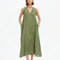 Reverse French Seam Maxi Dress - Olive Green