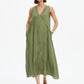 Reverse French Seam Maxi Dress - Olive Green